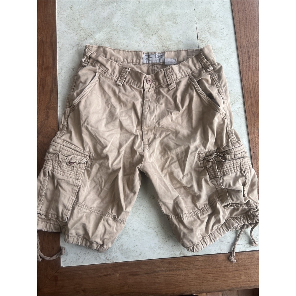 Jordan Craig Shorts Mens 34 Beige Cargo Chino Khaki Flat Front Skater Grunge Y2K